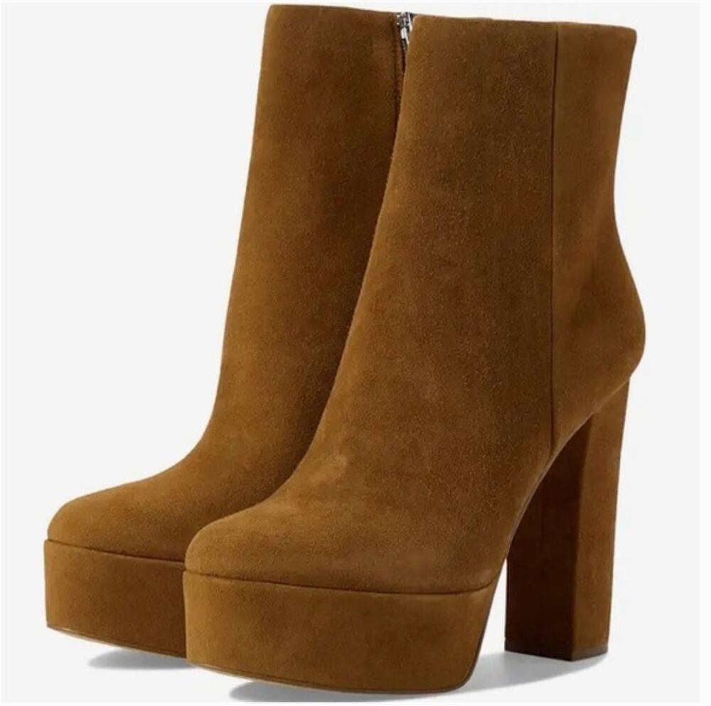 Marc Fisher Caled Suede Platform Heel Bootie 9.5 Tan Camel NWOT Ankle Capsule